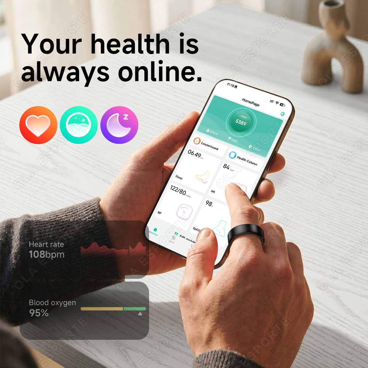 야외 스포츠 스마트 링 심박수 혈압 모니터링 제스처 브 - Blood Pressure Monitor 리뷰 및 가격