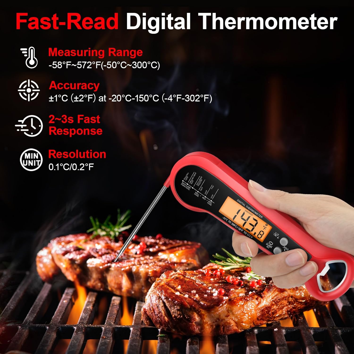 전문가용 디지털 고기 온도계 방수 기능 및 2개의 프로 - Thermometer Digital 리뷰 및 가격